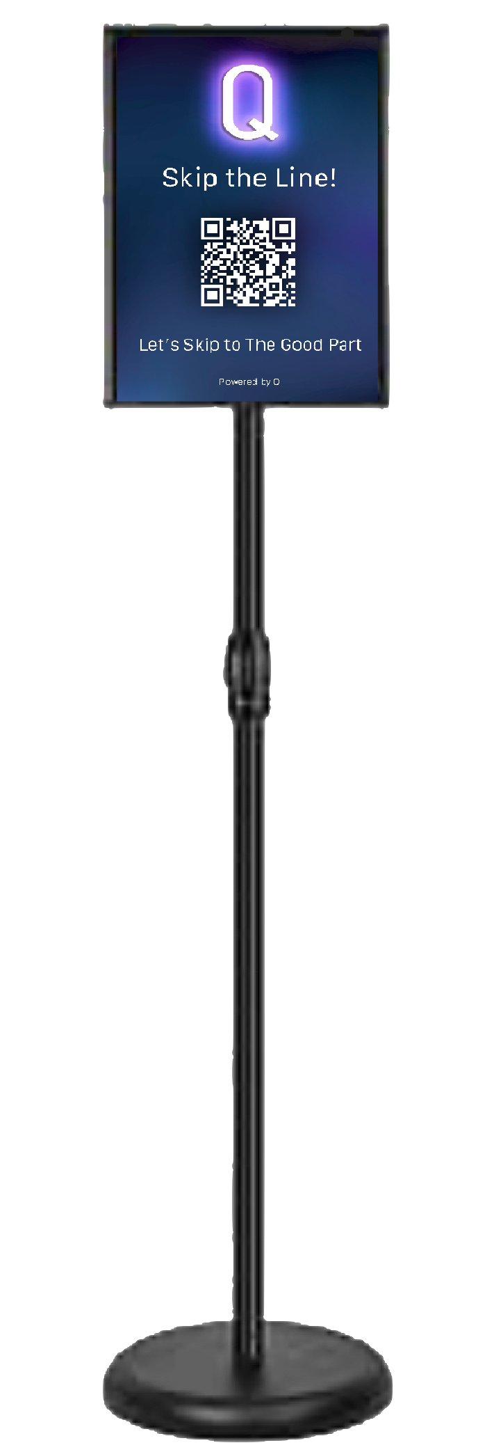 Tall standing Q sign